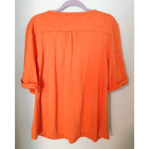 Chico's The Ultimate Tee Orange Short Sleeve V-Neck Top Sz 4 or XXL - Picture 3 of 3